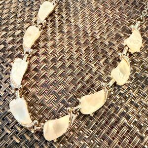Gold-tone Metal and Faux Mother-of-Pearl Floral Motif Necklace Choker